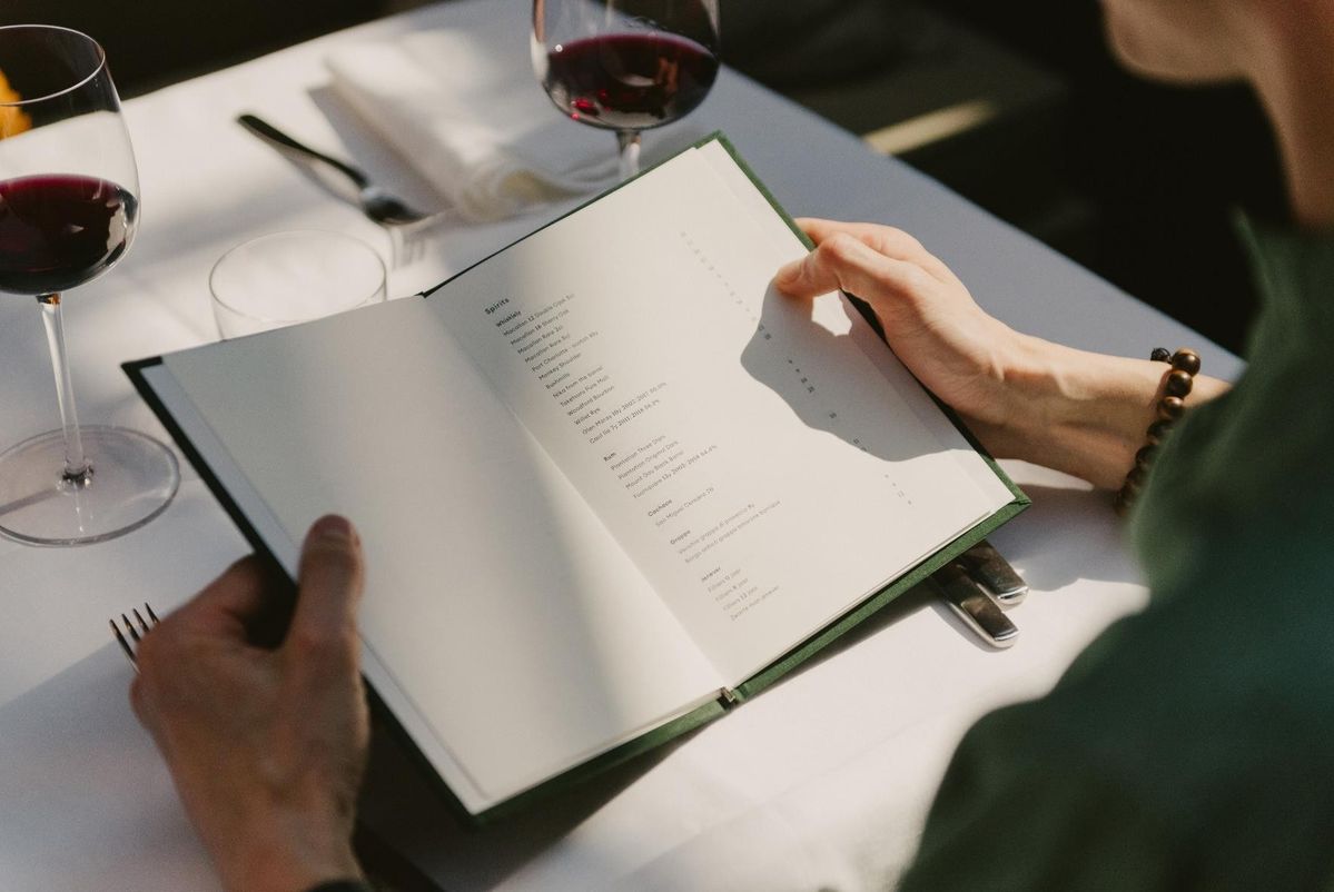 меню ресторана